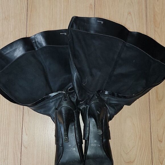 ALDO BLACK SLOUCH HIGH HEEL BOOTS, SIZE 40 (8.5) - Picture 12 of 15